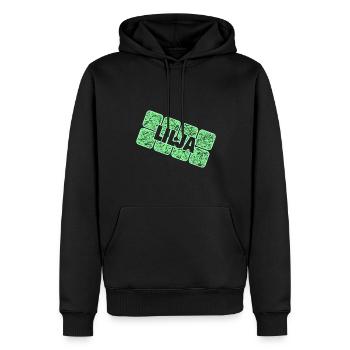 Lilya - Sweat à capuche Premium bio Homme - noir - Devant - Nico (187cm)