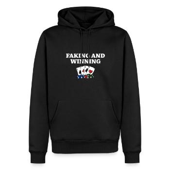 Simuler et gagner un joueur de poker - Sweat à capuche Premium bio Homme - noir - Devant - Nico (187cm)