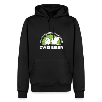Was ist besser als ein Biber? Zwei Biber - Männer Premium Bio Hoodie - Schwarz - Vorne - Nico (187cm)