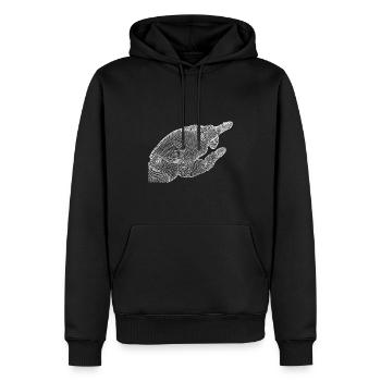 Silhouette géométrique de la main avec fractales - Sweat à capuche Premium bio Homme - noir - Devant - Nico (187cm)