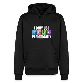 Science Chimie Jeu de mots Utiliser Sarcasme Périodiquement - Sweat à capuche Premium bio Homme - noir - Devant - Nico (187cm)