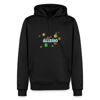 Geschenk für Allesio - Männer Premium Bio Hoodie - Schwarz - Vorne - Nico (187cm)