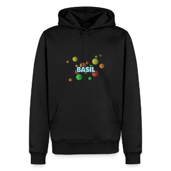 Geschenk für Basil - Männer Premium Bio Hoodie - Schwarz - Vorne - Nico (187cm)
