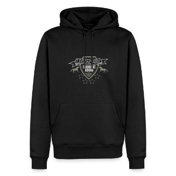 Cheval 1966 - Sweat à capuche Premium bio Homme - noir - Devant - Nico (187cm)