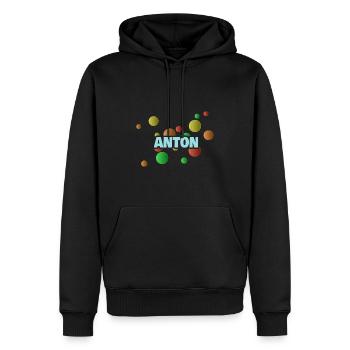Anton als Anton - Männer Premium Bio Hoodie - Schwarz - Vorne - Nico (187cm)
