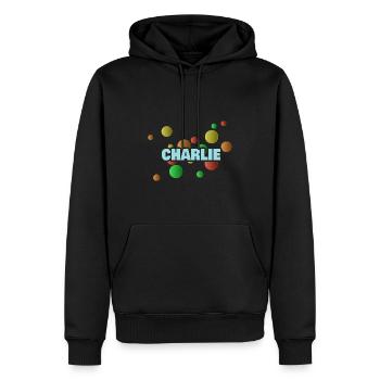 Charlie Charlie - Männer Premium Bio Hoodie - Schwarz - Vorne - Nico (187cm)