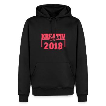 seit 2018 - Männer Premium Bio Hoodie - Schwarz - Vorne - Nico (187cm)