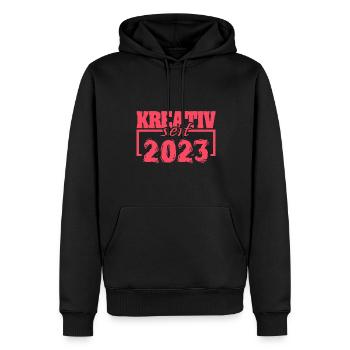 seit 2023 - Männer Premium Bio Hoodie - Schwarz - Vorne - Nico (187cm)