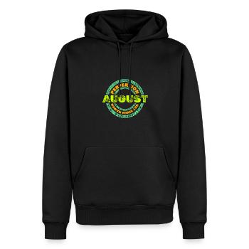 Geschenk für August - Männer Premium Bio Hoodie - Schwarz - Vorne - Nico (187cm)
