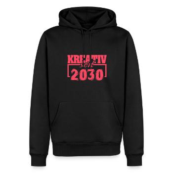 2030 - Männer Premium Bio Hoodie - Schwarz - Vorne - Nico (187cm)