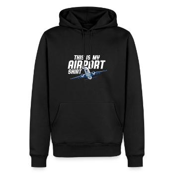 This Is My Airport Shirt Vacation Trip Traveler - Männer Premium Bio Hoodie - Schwarz - Vorne - Nico (187cm)
