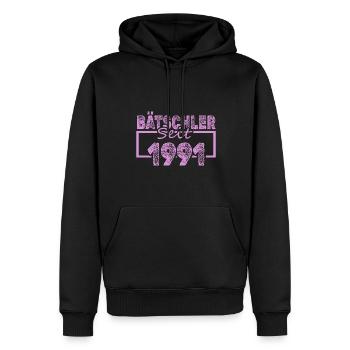 Lustig 1991 - Männer Premium Bio Hoodie - Schwarz - Vorne - Nico (187cm)