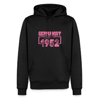 Germaniste 1952 - Sweat à capuche Premium bio Homme - noir - Devant - Nico (187cm)
