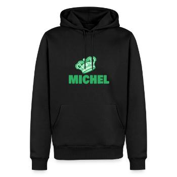 First name Michel - Men’s Premium Organic Hoodie - black - Front - Nico (187cm)
