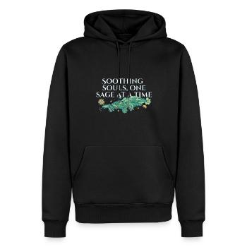 Apaiser les âmes, un sage à la fois, bâtonnets de tache - Sweat à capuche Premium bio Homme - noir - Devant - Nico (187cm)