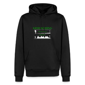 Géocaching - Sweat à capuche Premium bio Homme - noir - Devant - Nico (187cm)