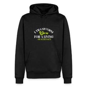 Coach Santé Nutritionniste Coach de Vie - Sweat à capuche Premium bio Homme - noir - Devant - Nico (187cm)