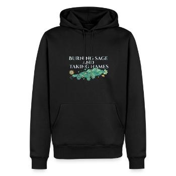 Brûler de la sauge et prendre des noms Bâtons de purification - Sweat à capuche Premium bio Homme - noir - Devant - Nico (187cm)