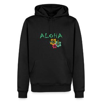 ALOHA - Männer Premium Bio Hoodie - Schwarz - Vorne - Nico (187cm)