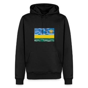 Ruanda - Männer Premium Bio Hoodie - Schwarz - Vorne - Nico (187cm)