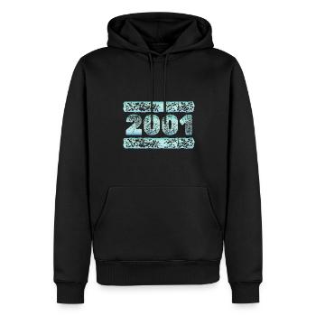 Jahr 2001 - Männer Premium Bio Hoodie - Schwarz - Vorne - Nico (187cm)