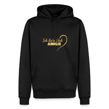 LiebeDich Amelie - Männer Premium Bio Hoodie - Schwarz - Vorne - Nico (187cm)