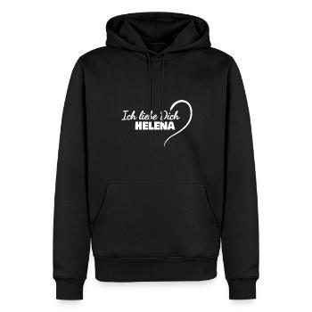 Herz Helena - Männer Premium Bio Hoodie - Schwarz - Vorne - Nico (187cm)