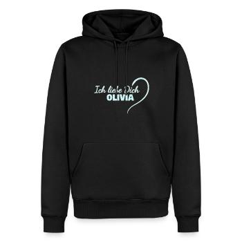 LiebeDich Olivia - Männer Premium Bio Hoodie - Schwarz - Vorne - Nico (187cm)