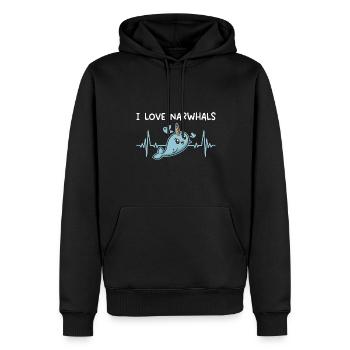Narwal Einhornwal - Männer Premium Bio Hoodie - Schwarz - Vorne - Nico (187cm)