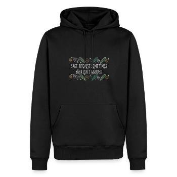Sauge parce que parfois le yoga n’est pas assez de bavure - Sweat à capuche Premium bio Homme - noir - Devant - Nico (187cm)