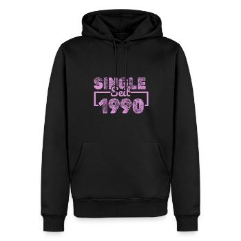 1990 - Männer Premium Bio Hoodie - Schwarz - Vorne - Nico (187cm)