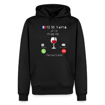 Le Vin M appelle Faut que j y aille - Sweat à capuche Premium bio Homme - noir - Devant - Nico (187cm)