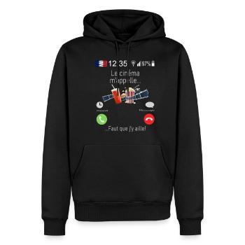 Le cinéma M appelle Faut que j y aille - Sweat à capuche Premium bio Homme - noir - Devant - Nico (187cm)