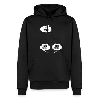 Femme Humour bébés enceinte Jumelles Annonce - Sweat à capuche Premium bio Homme - noir - Devant - Nico (187cm)