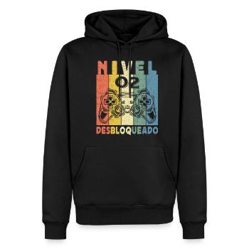Nivel 02 Desbloqueado Gamer 02 Años 2022 Divertido - Sweat à capuche Premium bio Homme - noir - Devant - Nico (187cm)
