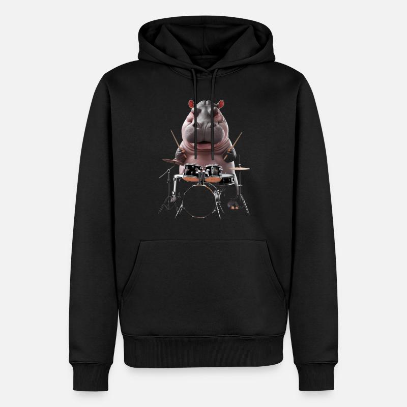 Nilpferd Schlagzeug - Männer Premium Bio Hoodie - Schwarz