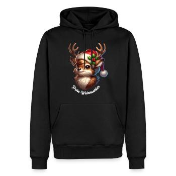 Frohe Weihnachten Geschenkidee - Rentier - Männer Premium Bio Hoodie - Schwarz - Vorne - Nico (187cm)