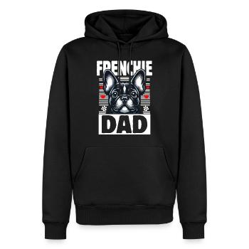 Papa Frenchie - Sweat à capuche Premium bio Homme - noir - Devant - Nico (187cm)