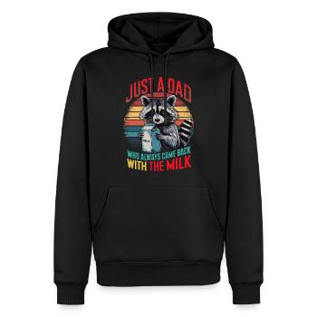 Just a Dad Who Always Came Back With The Milk - Sweat à capuche Premium bio Homme - noir - Devant - Nico (187cm)