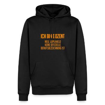 Dozent - Mein offizieller Superhelden-Beruf! - Männer Premium Bio Hoodie - Schwarz - Vorne - Nico (187cm)
