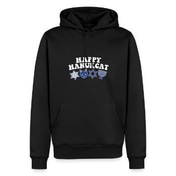 Joyeux Hanoukka Hanukcat costume juif Menorah - Sweat à capuche Premium bio Homme - noir - Devant - Nico (187cm)