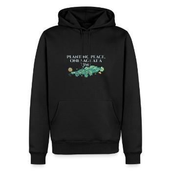 Planter la paix, un sage à la fois, des bâtons de tache - Sweat à capuche Premium bio Homme - noir - Devant - Nico (187cm)