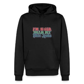 Je suis plus gentil que mon visage a l’air sarcastique citation - Sweat à capuche Premium bio Homme - noir - Devant - Nico (187cm)