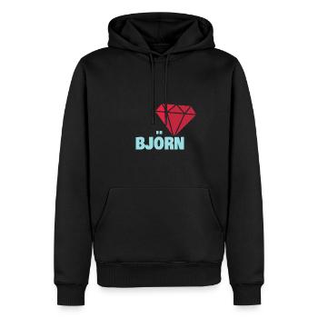 Edel Björn - Sweat à capuche Premium bio Homme - noir - Devant - Nico (187cm)