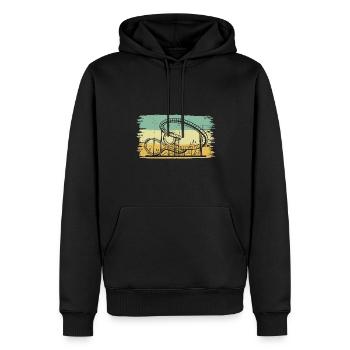 Parc à thème Retro Amusement Park Vintage Roller Coa - Sweat à capuche Premium bio Homme - noir - Devant - Nico (187cm)