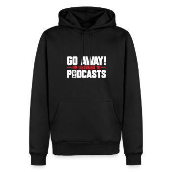 Podcasteur Podcast - Sweat à capuche Premium bio Homme - noir - Devant - Nico (187cm)