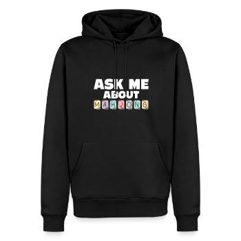 Joueur de Mahjong me poser des questions sur la tuile chinoise de mahjong - Sweat à capuche Premium bio Homme - noir - Devant - Nico (187cm)