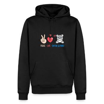 Schneeleopard - Männer Premium Bio Hoodie - Schwarz - Vorne - Nico (187cm)