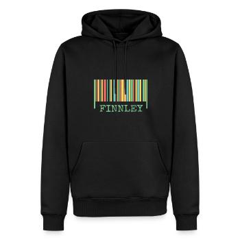 Strichcode Finnley - Männer Premium Bio Hoodie - Schwarz - Vorne - Nico (187cm)