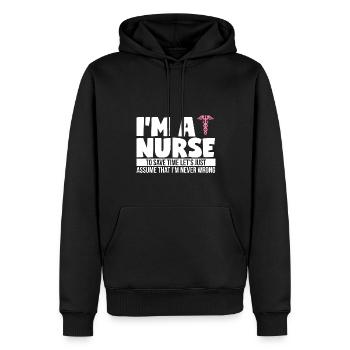 Infirmière infirmière Pour gagner du temps, - Sweat à capuche Premium bio Homme - noir - Devant - Nico (187cm)